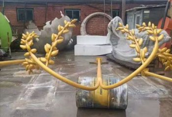 幾何水稻雕塑廠家 現(xiàn)代公園小品 仿真不銹鋼水稻雕塑制作