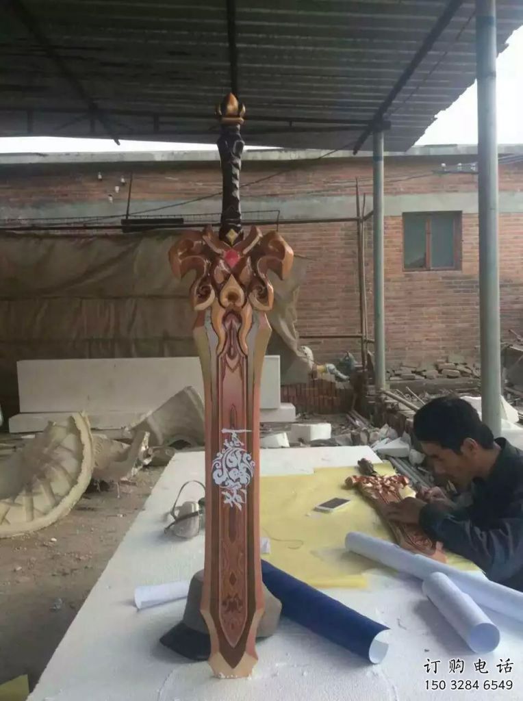 中式劍雕塑廠家 廣場小品 仿古不銹鋼劍雕塑廠