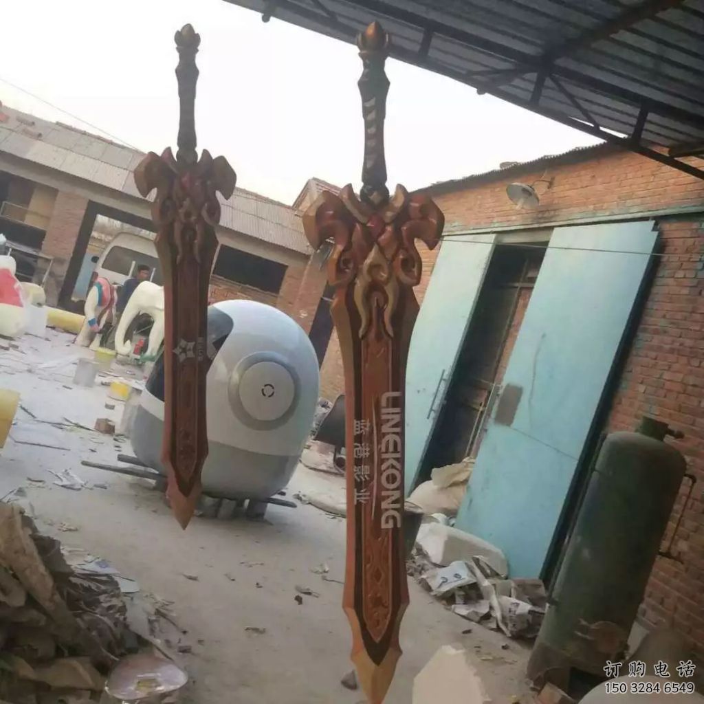 戶外利劍雕塑廠家 噴漆小品 現代不銹鋼利劍雕塑廠制作