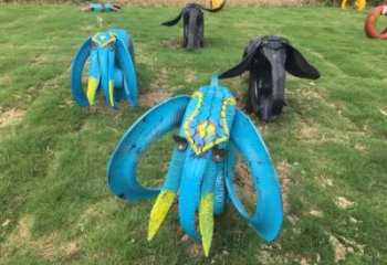 園林輪胎雕塑廠家 烤漆公園小品 中式輪胎雕塑廠