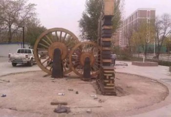 大型商場水車雕塑廠家 仿真擺件 彩繪不銹鋼水車雕塑廠