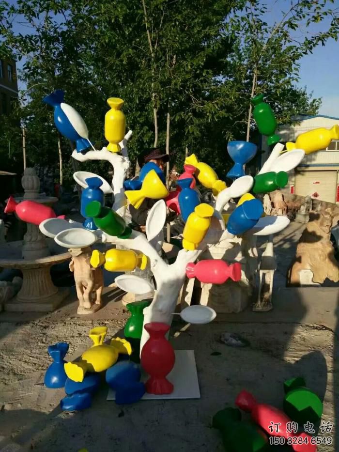 烤漆糖果雕塑廠家 廣場現代小品 戶外不銹鋼糖果雕塑廠