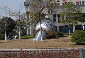 園林話筒雕塑廠家 鏡面音樂小品 中式不銹鋼話筒雕塑廠