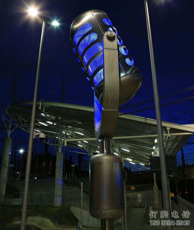 戶外留聲機雕塑廠家 噴漆小品 燈光不銹鋼留聲機雕塑廠