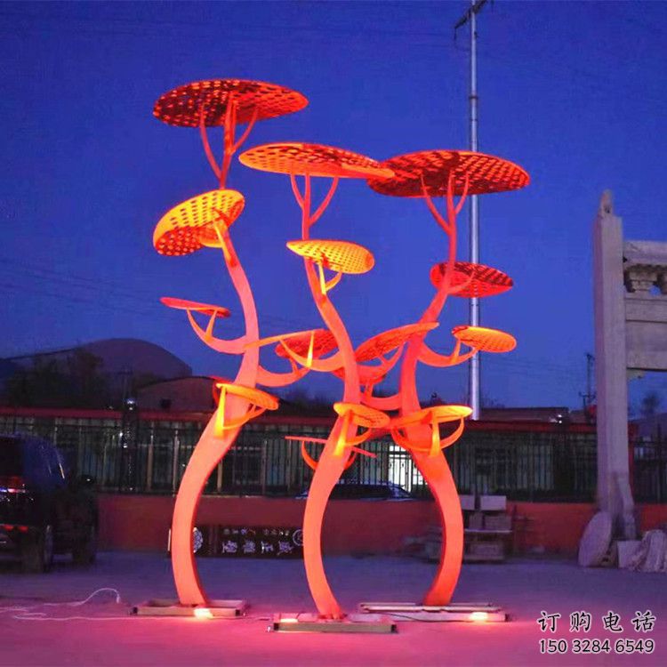 鏤空花傘雕塑廠家 園林小品 住宅小區(qū)不銹鋼花傘雕塑廠