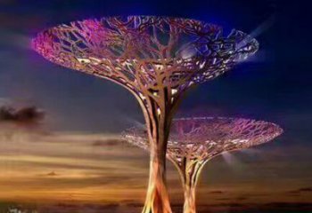 抽象花傘雕塑廠家 現代小品 燈光不銹鋼花傘雕塑廠