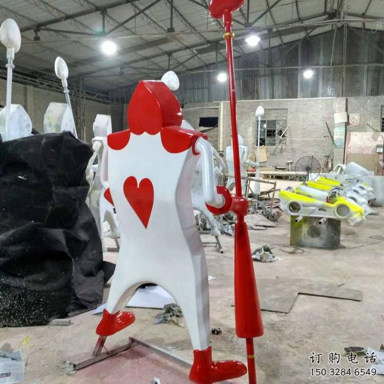 中式撲克雕塑廠家 街頭小品 游樂場撲克雕塑廠