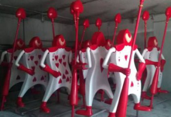 彩繪撲克雕塑廠家 抽象公園擺件 街頭撲克雕塑加工