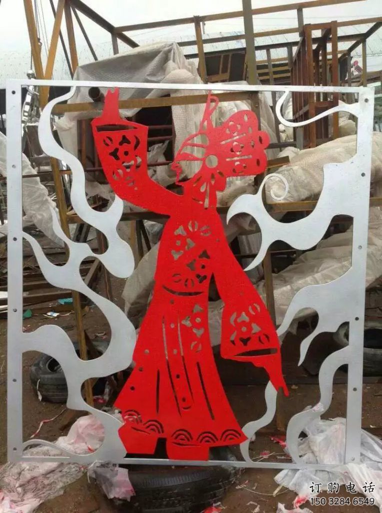 鏤空皮影雕塑廠家 烤漆園林小品 仿古皮影雕塑廠