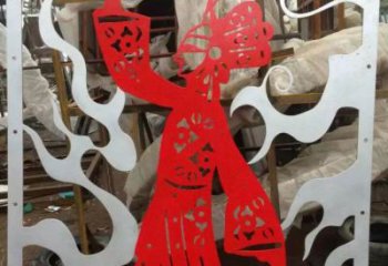 鏤空皮影雕塑廠家 烤漆園林小品 仿古皮影雕塑廠