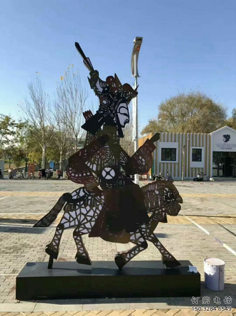 抽象皮影戲雕塑廠家 鏤空烤漆小品 異形皮影戲雕塑廠