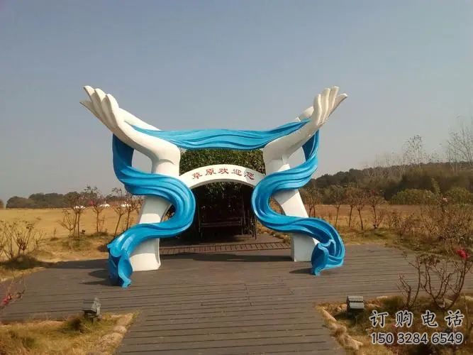 戶外哈達雕塑廠家 噴漆小品 烤漆不銹鋼哈達雕塑廠