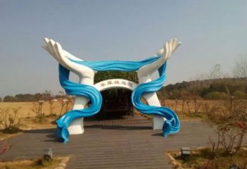 戶外哈達(dá)雕塑廠家 噴漆小品 烤漆不銹鋼哈達(dá)雕塑廠