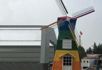 彩繪大風(fēng)車雕塑廠家 抽象擺件 街頭大風(fēng)車雕塑廠