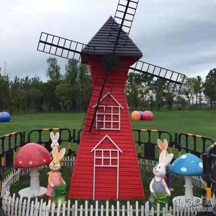 中式大風車雕塑廠家 抽象小品 游樂場大風車雕塑廠