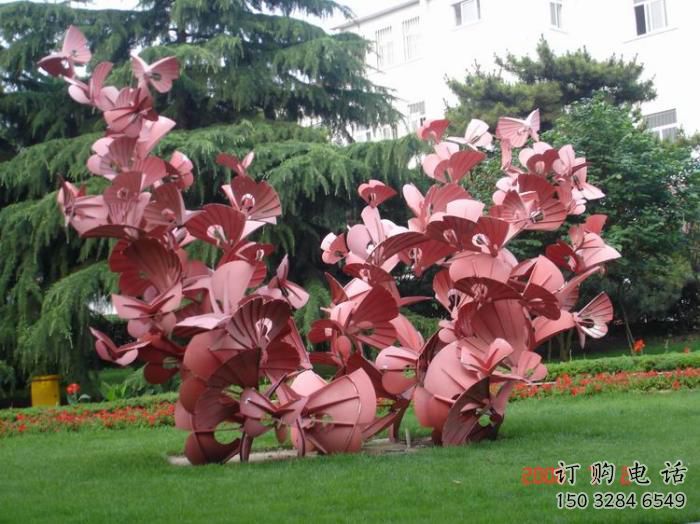 烤漆蝴蝶樹雕塑廠家 廣場現代小品 戶外不銹鋼蝴蝶樹雕塑廠