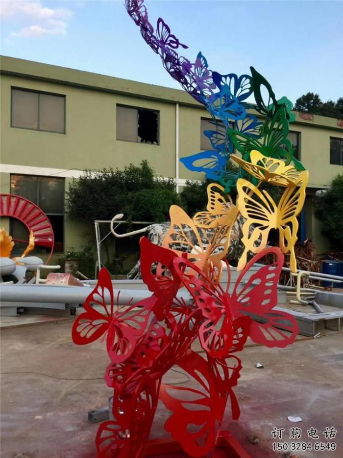 仿古蝴蝶樹雕塑廠家 草地小品 房地產(chǎn)不銹鋼蝴蝶樹雕塑廠