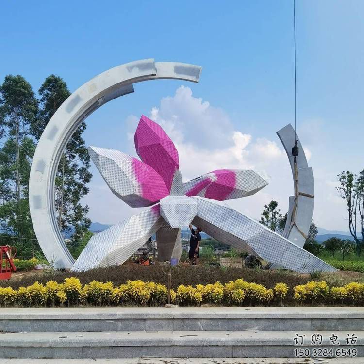 幾何馬蘭花雕塑廠家 中式烤漆小品 現(xiàn)代不銹鋼馬蘭花雕塑廠