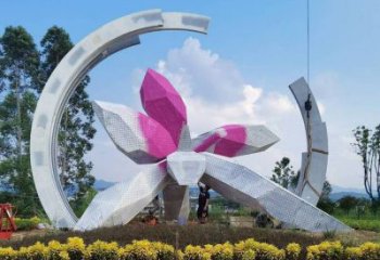 幾何馬蘭花雕塑廠家 中式烤漆小品 現(xiàn)代不銹鋼馬蘭花雕塑廠