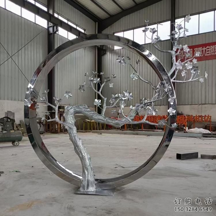 歐式梅花雕塑廠家 抽象擺件 現代不銹鋼梅花雕塑定做