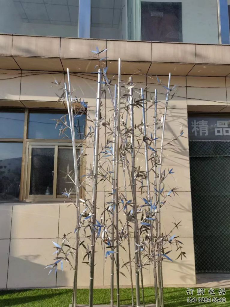 拉絲竹子雕塑廠家 鏤空創意擺件 別墅區不銹鋼竹子雕塑廠