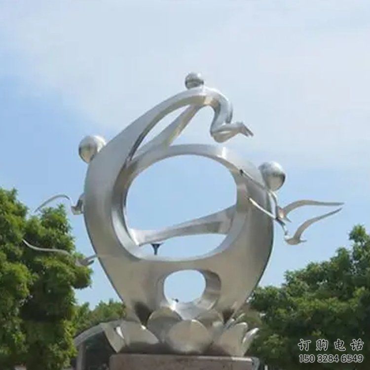 鏡面一家人雕塑廠家 現代大型擺件 歐式不銹鋼一家人雕塑廠