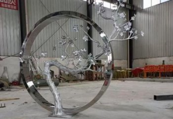 幾何梅花雕塑廠家 鏡面園林小品  戶外不銹鋼梅花雕塑定做