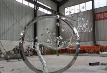 廣場梅花雕塑廠家 公園抽象小品 鏡面不銹鋼梅花雕塑廠