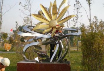 廣場菊雕塑廠家 戶外創意小品 仿真不銹鋼菊雕塑廠