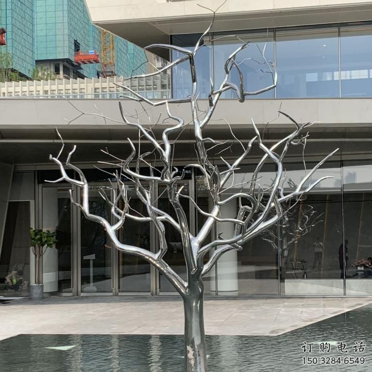 抽象枯樹(shù)雕塑廠家 公園廣場(chǎng)小品 戶(hù)外不銹鋼枯樹(shù)雕塑廠