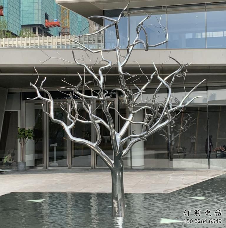異形枯樹(shù)雕塑廠家 現(xiàn)代公園小品 創(chuàng)意不銹鋼枯樹(shù)雕塑廠