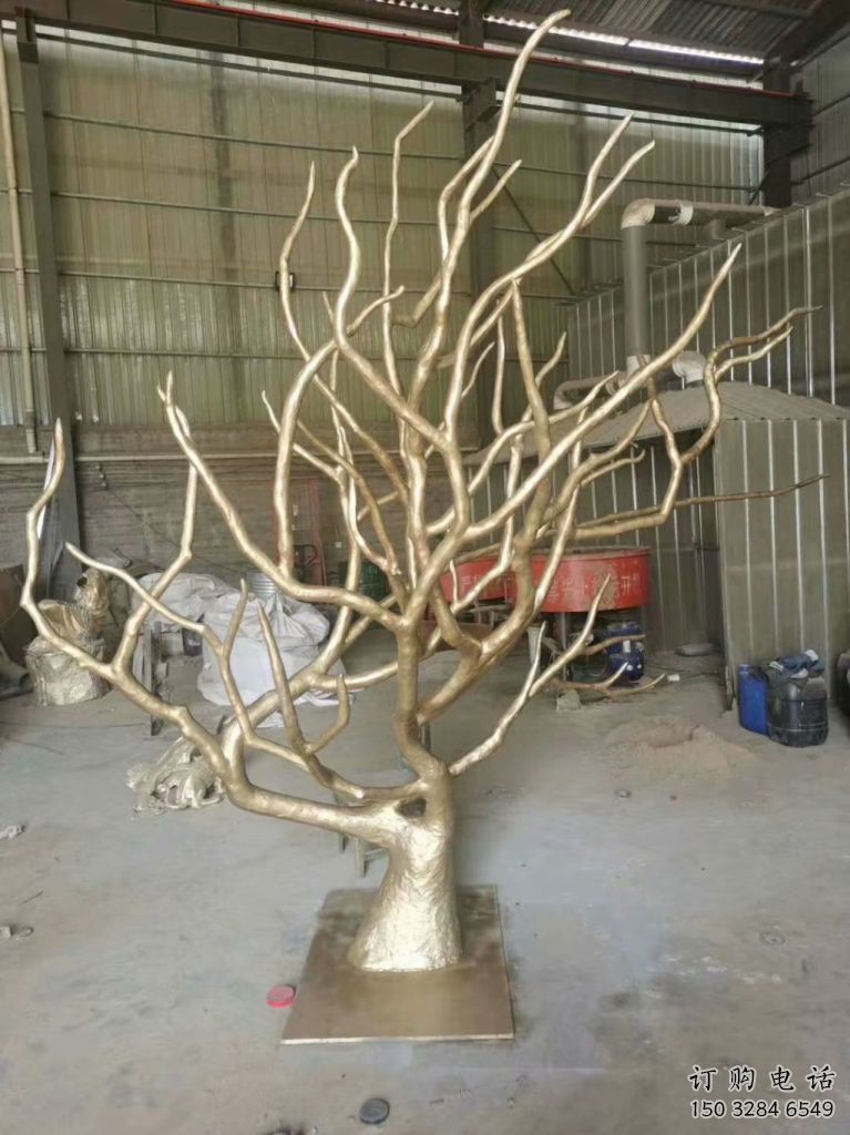 現代枯樹枝雕塑廠家 大型別墅區擺件 定制不銹鋼枯樹枝雕塑