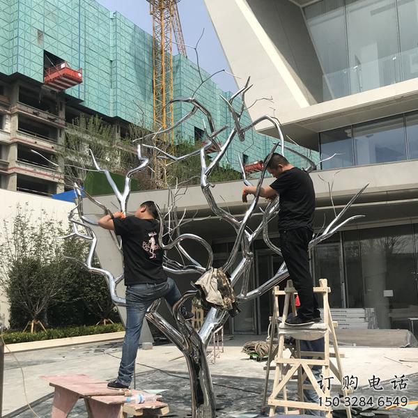 幾何枯樹枝雕塑廠家 歐式戶外小品 大門口不銹鋼枯樹枝雕塑廠