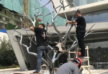 廣場樹干雕塑廠家 現代創意小品 戶外不銹鋼樹干雕塑廠