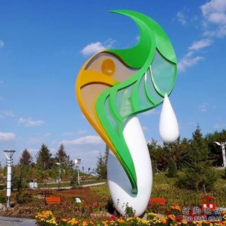 現(xiàn)代花葉雕塑廠家 大型別墅區(qū)擺件 烤漆不銹鋼花葉雕塑廠