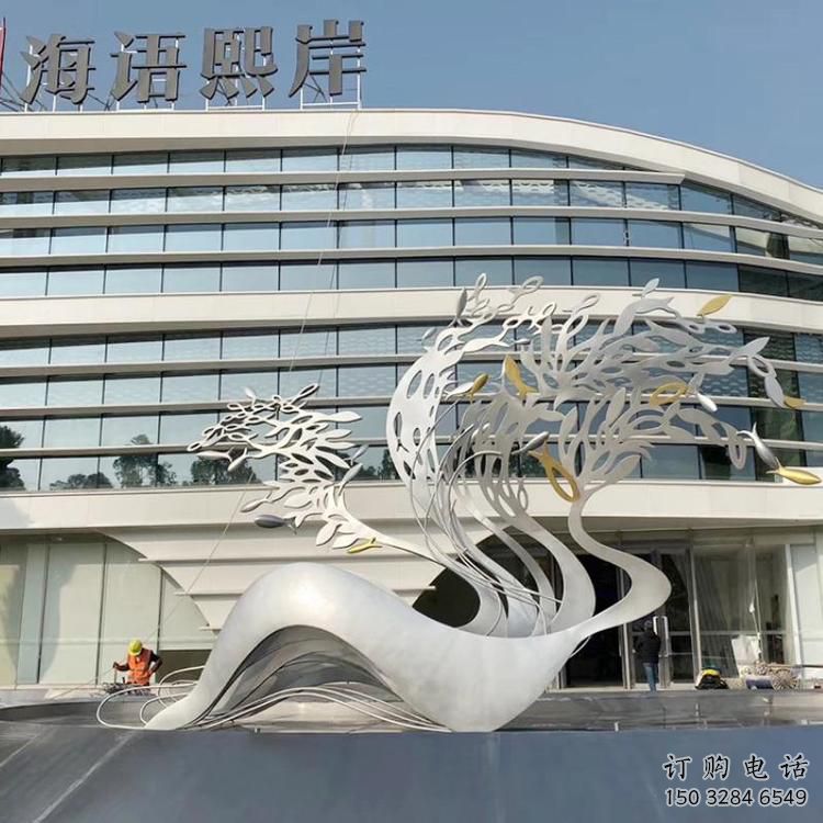 烤漆樹葉子雕塑廠家 公園噴漆小品  戶外不銹鋼樹葉子雕塑廠