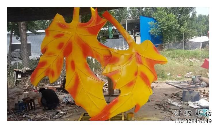 抽象樹葉子雕塑廠家 現代小品 烤漆不銹鋼樹葉子雕塑廠