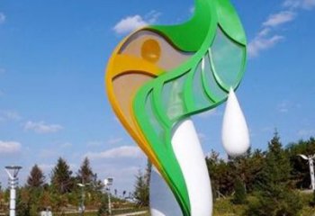 現代花葉雕塑廠家 大型別墅區擺件 烤漆不銹鋼花葉雕塑廠