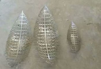 拉絲樹葉子雕塑廠家 鏤空創意擺件 別墅區不銹鋼樹葉子雕塑廠