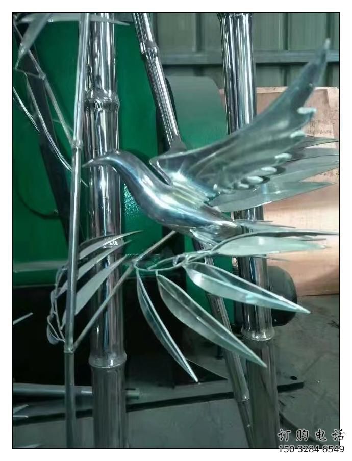 鍛造竹葉雕塑廠家 酒店小品 戶外不銹鋼竹葉雕塑定做