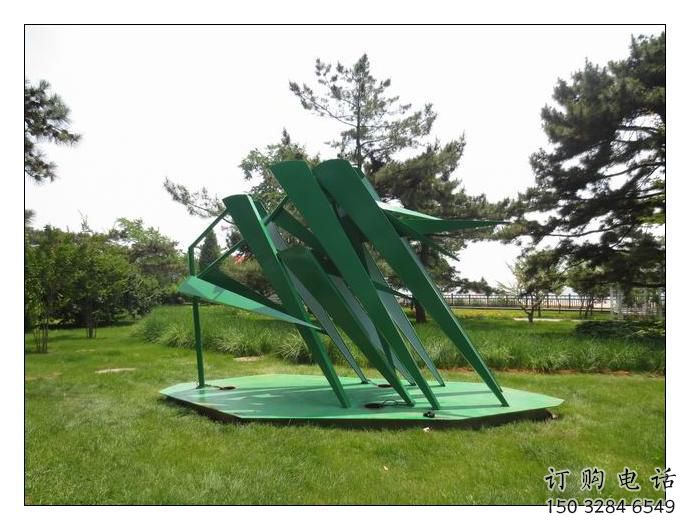 廣場竹葉雕塑廠家 公園烤漆小品 現代不銹鋼竹葉雕塑廠