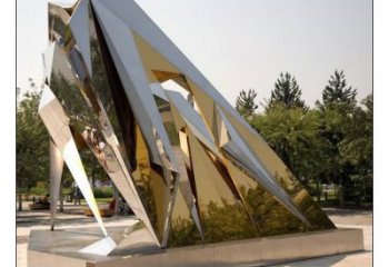 中式竹葉雕塑廠家 鏡面公園小品 游樂場不銹鋼竹葉雕塑廠