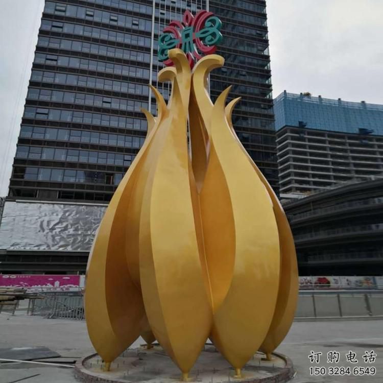 街頭竹筍雕塑廠家 大型別墅區擺件 烤漆不銹鋼竹筍雕塑廠