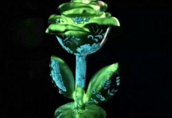 燈光玫瑰花雕塑廠家 發光小品 商業街不銹鋼玫瑰花雕塑廠