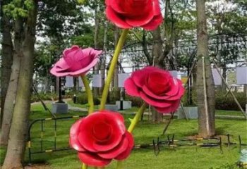 戶外玫瑰雕塑廠家 噴漆小品 大型不銹鋼玫瑰雕塑廠