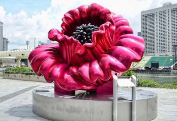 電鍍玫瑰雕塑廠家 園林?jǐn)[件 抽象不銹鋼玫瑰雕塑價格