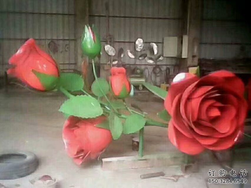 大型月季花雕塑廠家 鍛造小品 現(xiàn)代不銹鋼月季花雕塑廠