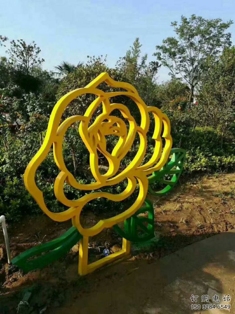 鏤空月季雕塑廠家 大型別墅區小品 公園不銹鋼月季雕塑廠