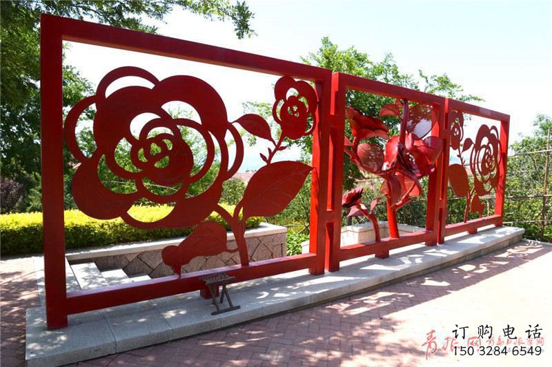 剪紙月季雕塑廠家 切面擺件 鏤空不銹鋼月季雕塑制作