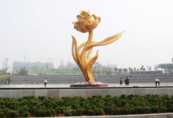 公園月季雕塑廠家 戶外擺件 抽象不銹鋼月季雕塑廠